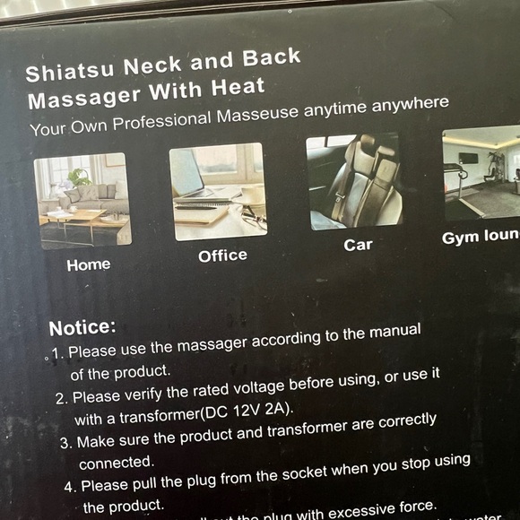 Black Shiatsu Electric Neck Back Massager 3D Kneading with Heat for Shoulder - Picture 5 of 8